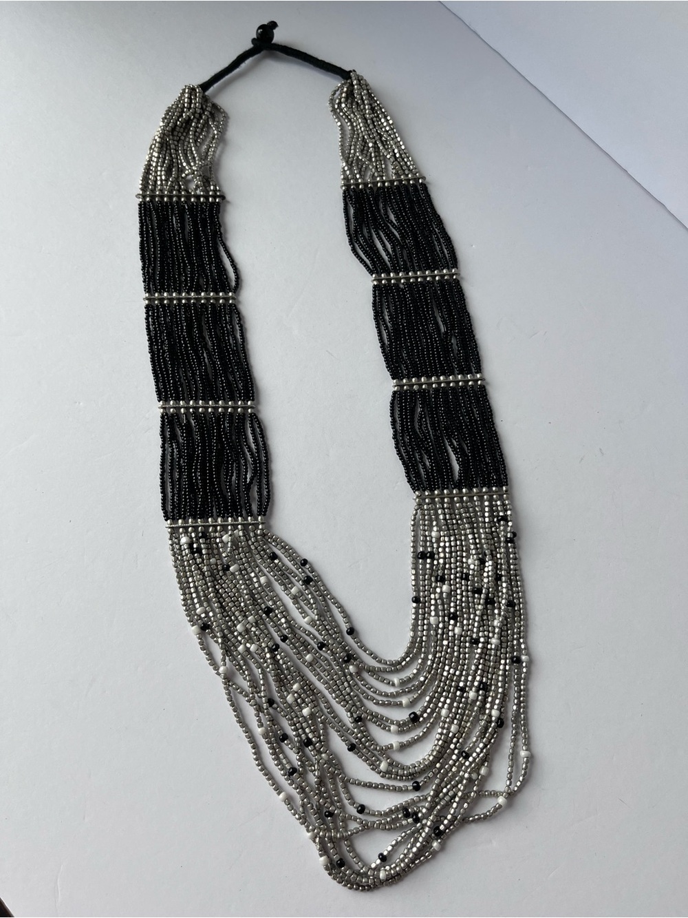 Vintage Black Beaded Statement Necklace Bohemian